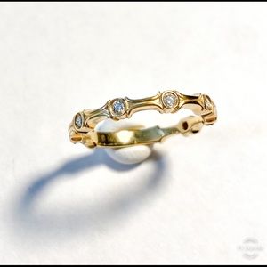 14k Gold and Diamond Stacking Band